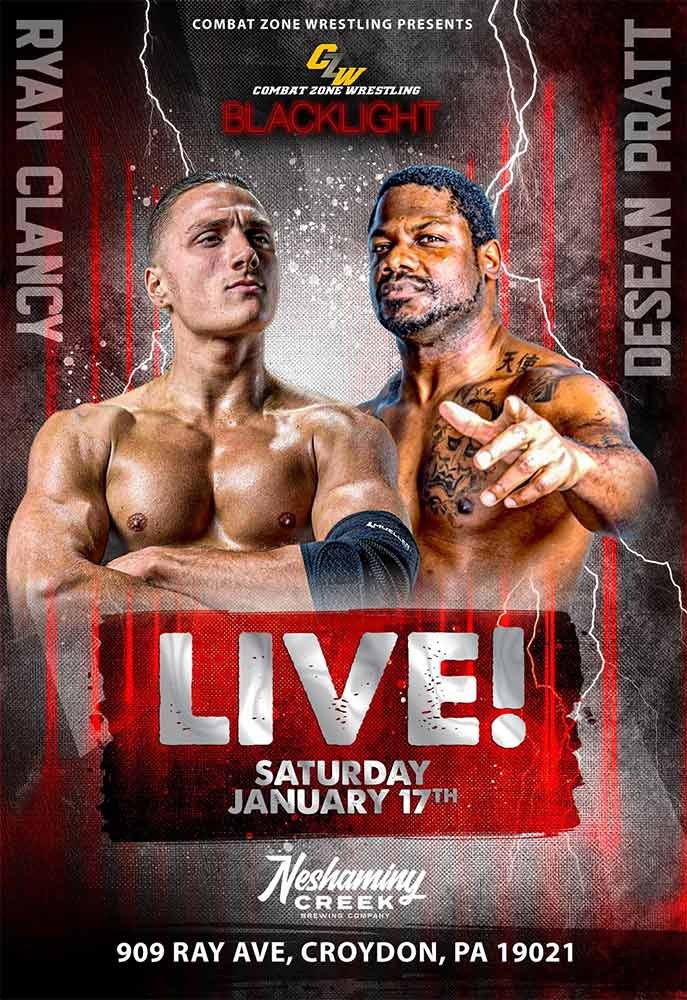 Ryan Clancy faces Desean Pratt at Neshaminy Creek Brew Co in Croydon PA this Saturday night at 7PM - Tix on sale now