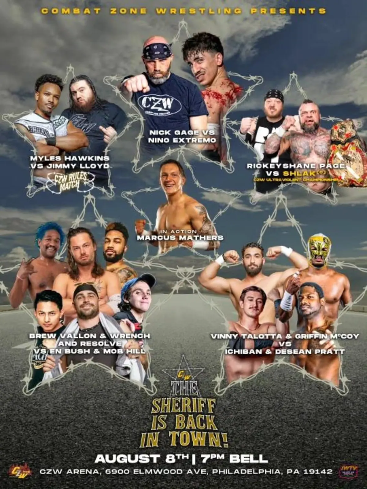 CZW -  The Sheriff Is Back In Town - TONIGHT - CZW Arena - Buy tix online or at the door