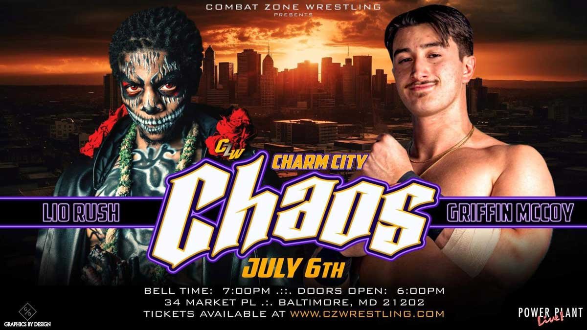 Lio Rush takes on Griffin McCoy at CZW: Charm City Chaos - July 6th - 7PM - Power Plant Live - Baltimore MD